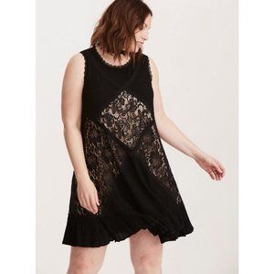 Torrid Black Mixed Fabric & Lace Trapeze Dress size 1X